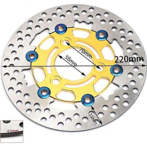 Disque de frein à étrier 220 mm, 3 trous, montage radial 84 mm, 4 pistons, universel pour pitbike, moto de route, Honda, Yamaha - 220 mm, or (1/5)