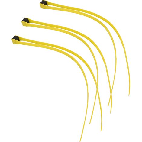 Packung mit 10 gelben, selbstsichernden Nylon-Kabelbindern mit Zugring zur Befestigung von Outdoor-Sportgeräten (1/5)