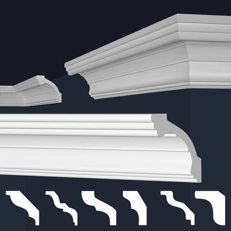 MARBET DESIGN Cornici in XPS Polistirolo Bianco per Soffitto e Pareti, Modelli di Cornici E-Cornici: E-34 / 80x80mm, 2 metri / 1 modanatura
