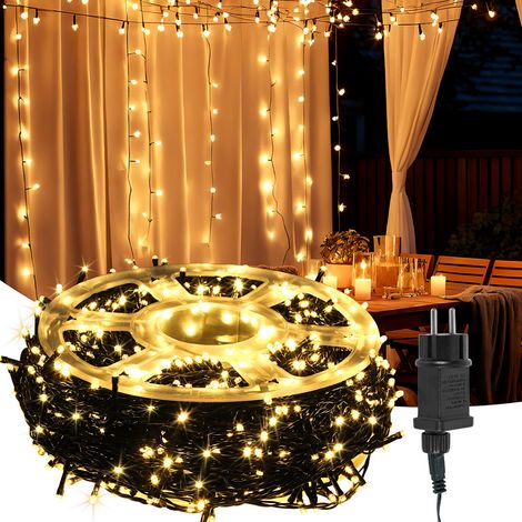 Randaco Catena luminosa LED 50m 500LED con 8 modalità catena esterna per interno Natale matrimonio festa giardino decorazione bianco caldo (1/5)