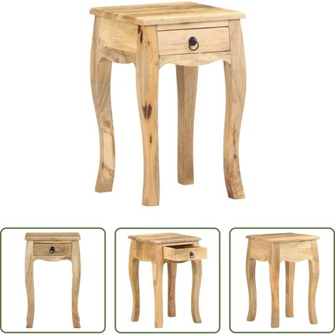 Bois de manguier - Table de chevet 28x28x46 cm Bois de manguier massif (1/5)