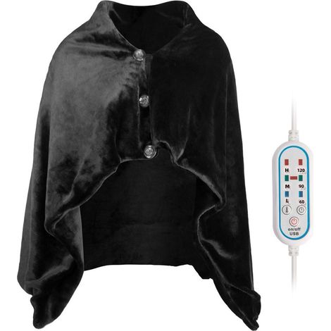 Elektrisch beheizte Decke, USB-Heizschal, elektrisch beheizter Poncho, Decke mit 3 Heizstufen, 3 Timer-Einstellungen, 27,9 x 44,5 cm