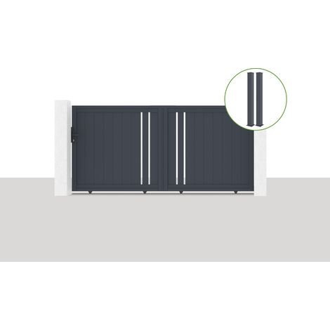 Puerta corredera 3x1,4m GIONA + 2 postes EIFEL Al.166cm Gris (1/5)