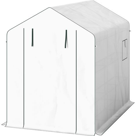 m² großes Gartengewächshaus mit 3 Regalböden, verstärktem, UV-beständigem PE (135 g/m²), Rolltür und Netzfenstern (1/5)