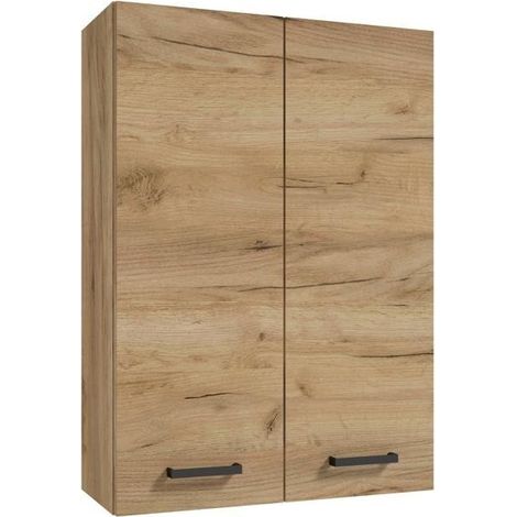 Mobiletto da bagno sospeso, rovere dorato, 50x71cm, Mea (1/4)