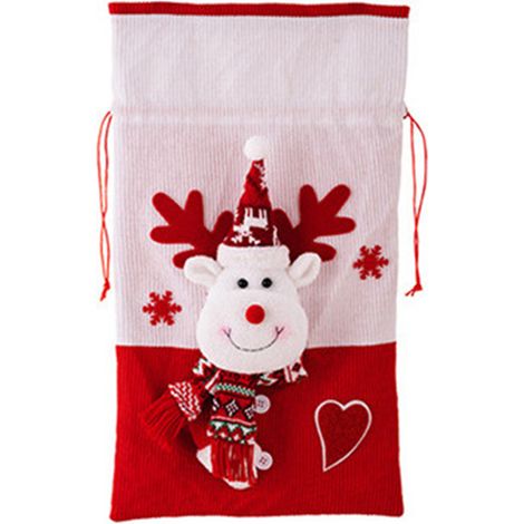 Großer Weihnachtsgeschenkbeutel mit Kordelzug, dekorativer Süßigkeitenbeutel (Rentier) (1/3)