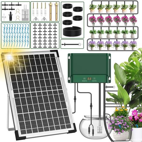 Automatisches Solar-Bewässerungssystem für Garten, Tropfbewässerung mit Solarpanel für Rasen, Blumentöpfe, Gartenpflanzen, Urlaub, automatisches Bewässerungssystem mit Zeitschaltuhr (1/5)