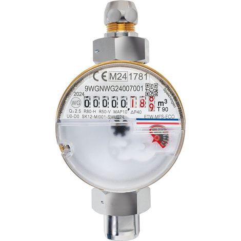 Waschtischzähler ECO TWO in ONE, 3/4" AG, 80mm Warm- und Kalt (1/5)