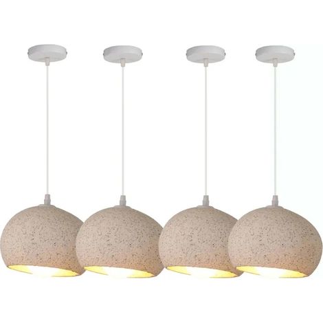 4pcs Lampe Suspension Luminaire Industrielle,E27 Lustre en Peinture de Pierre Style Simple Plafonnier pour Salon Chambre (1/5)