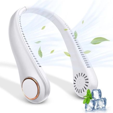 Ventilateur Portable Cou Sans Feuilles, Ventilateur Portable Nuque Rechargeable par USB, Ventilateur D\\'encolure Réglable à 360° (1/4)
