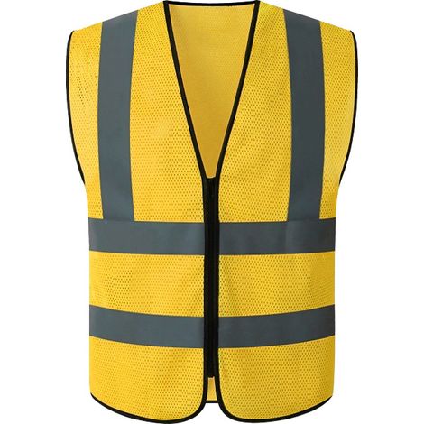 Gilet de Sécurité Réfléchissant Jaune - Veste Haute Visibilité Chantier BTP avec Bandes Épaules, Tissu Maille Respirant pour Construction, Paysagisme et Assainissement - Lot de 8 Pièces-lsw