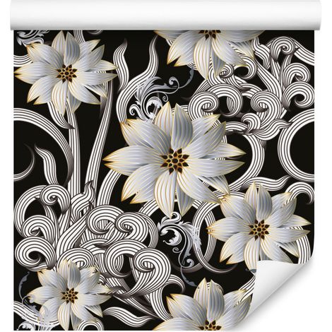 Papel pintado óptico y floral con efecto 3D para salón y dormitorio, 50x1000 cm. (1/5)