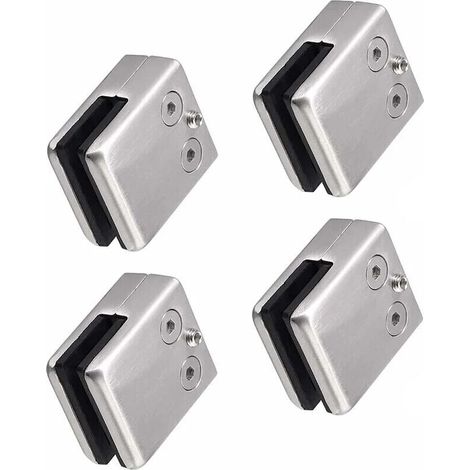 Pack of 10-12 mm square 304 stainless steel glass clamps - square glass holder - adjustable flat glass holder for stair banister - polished handrail YMYNY