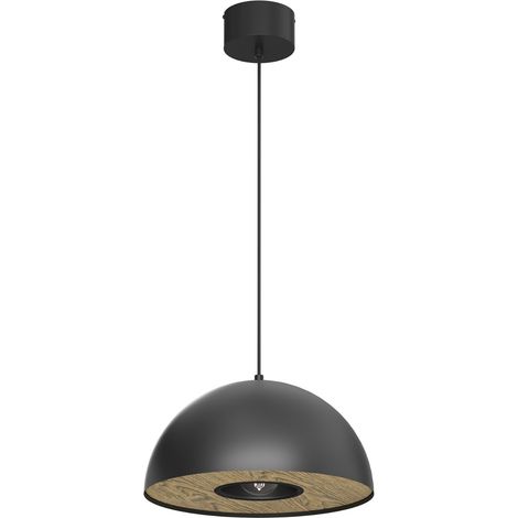 Suspension noire demi-dôme Ø35 métal E27 Elgund Luminex