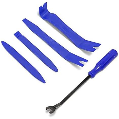 5PCS Multifonction Outil Demontage Garniture Voiture, Kit Outils de Démontage en Plastique sans Rayures pour Le Montage L'Autoradio sur Tableau Bord, Installateur Pry (Bleu) - (1/5)