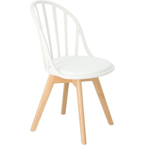 CHAISE SCANDINAVE Sirena BLANC bois plastique (1/5)