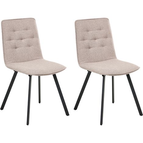 Conjunto de 2 sillas de comedor sin reposabrazos diseño escandinavo tapizado fácil de limpiar marrón claro Carver