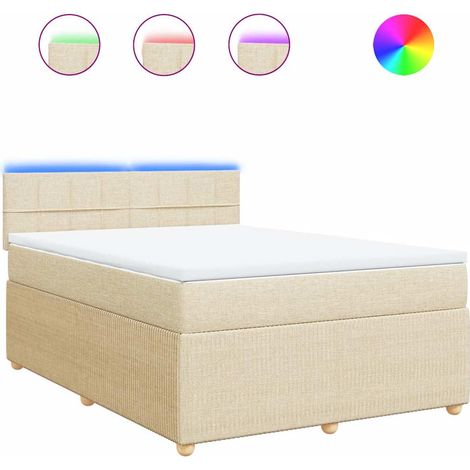 Maison Exclusive - Sommier à lattes de lit avec matelas Crème 160x200 cm Tissu (1/5)