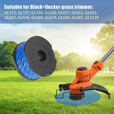 Bobine de fil Black & Decker A6441 pour débroussailleuses GL315, GL350, GL650, GL652, GL655, GL660, GL680. Diamètre 1,65 mm, longueu (1/5)