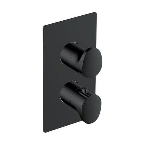 RAK Matt Black Concealed 2 Handle Thermostatic Single Control Shower Valve - RAKITA3301B (1/2)
