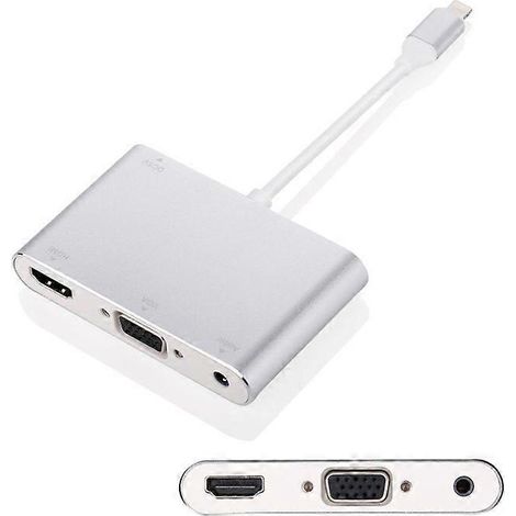 Lightning 8 broches mâle vers HDMI + VGA + audio femelle Adaptateur de câble compatible pour iPhone X / 8P / 8 / 7 / 7 Plus etc. (1/5)