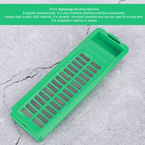 Filtro accesorio para lavadoras, compatible con electrodomésticos Samsung, material ABS, dimensiones 19,6 x 6,4 x 2 cm, juego de 2 piezas: caja de filtro y bolsa para pelusas. (1/5)