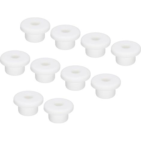 Pack of 10 Rubber Thread Grommets T-Type Installation Diameter 16 mm (23 x 7 x 13 mm) Cable Tidy Flexible Sealing Plugs for Cable Hole, White (1/5)