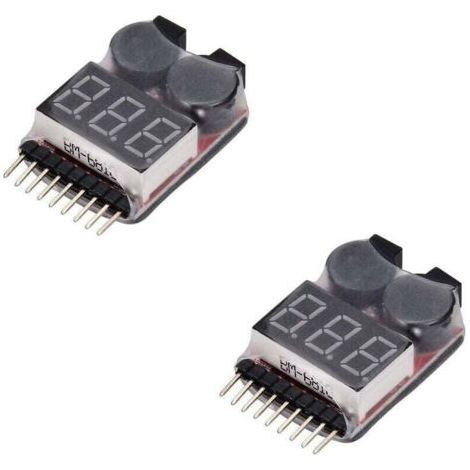 2PCS RC Lipo batterie moniteur alarme testeur Checker basse tension alarme buzzer avec indicateur LED pour 1-8 S Lipo LiFe LiMn batterie Li-ion (1/5)