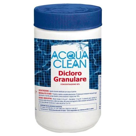 CLORO GRANULARE 56% DICLORO IN POLVERE 1 KG PULIZIA ACQUA PISCINA (25652) (1/8)