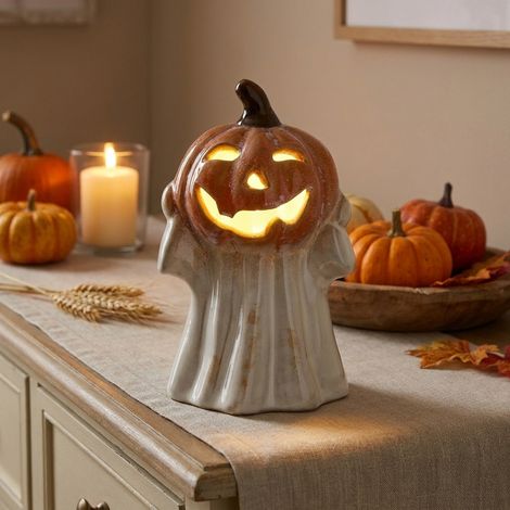 Ghost With Pumpkin Head Light Up Ornament (1/2)