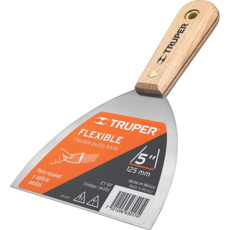 Espátula flexible con mango de madera - 125 mm