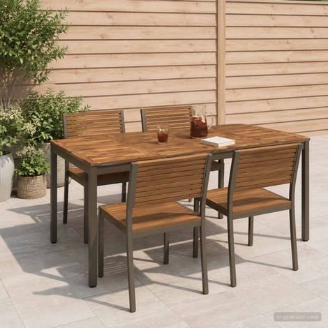 vidaXL Tavolo da cena da giardino Naturale e Caffè 180 x 88,5 x 75 cm