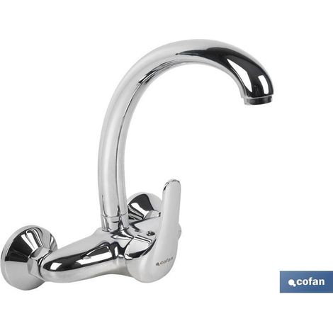 grifo de cocina/ lavadero monomando para pared con caño alto (1/4)
