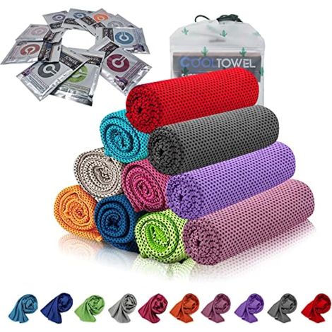 Lot de 10 serviettes rafraîchissantes pour sports glacés, rafraîchissements instantanés, pour yoga, voyage, golf, gym, camping, fitness, course à pied, entraînement et autres activités (88,9 (1/4)