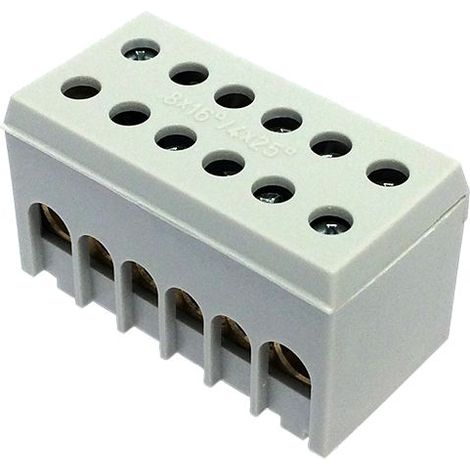 Bornier de phase 2p isolé gris 12 bornes pour câble de 1,5 à 16mm² - rail DIN - MOREK
