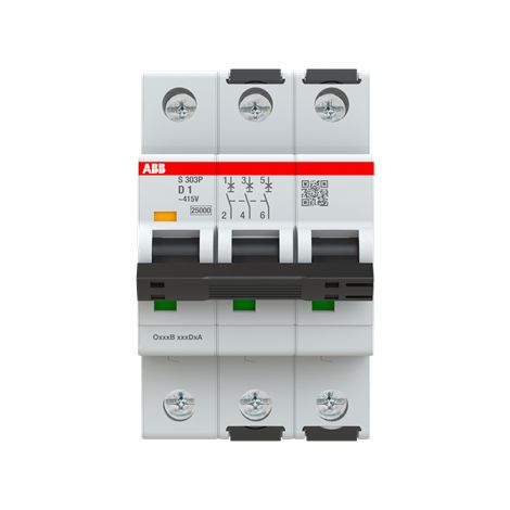 S300P-Disjoncteur 3P-1A-Courbe D-Pdc 25000A-230/400VAC 100kA-3 modules 2CDS383001R0011 ABB A907829