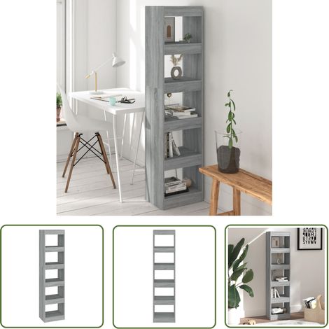 The Living Store Bibliothèque/Séparateur de pièce Sonoma gris 40x30x166 cm - Bibliothèque - Meuble De Rangement - Étagère - Séparateur De Pièce - Mobilier Intérieur (1/5)