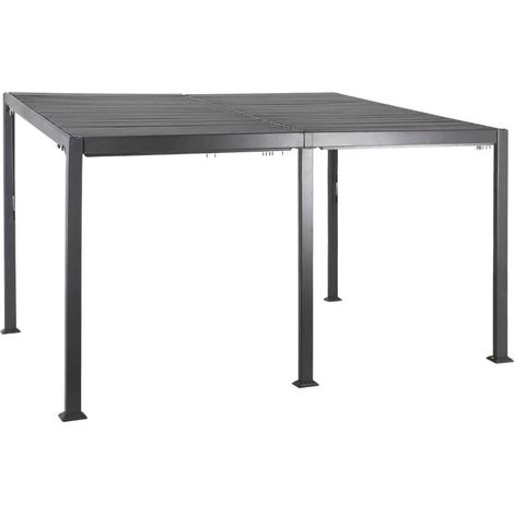 Hesperide – Pergola bioclimatique 4 x 3 m graphite – Structure en aluminium – Lames orientables pour contrôle lumière et ventilation – Garantie 5 ans (1/4)