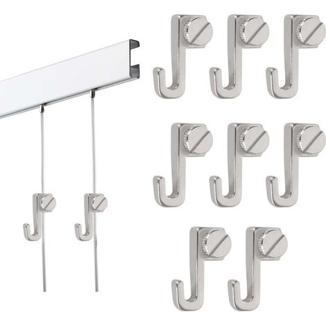 10 Pièces Mini Crochets pour Tableaux, Crochets en Alliage de Zinc Durable, Mini Crochets pour Cimaises, Crochets Métalliques pour Cimaises Argentés (1/5)