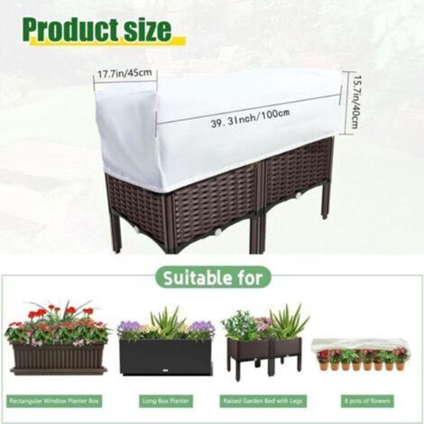 Lot de 3 Housse rectangulaire pour plantes avec cordon, protection hiver contre gel et froid 150x40x45cm (1/3)