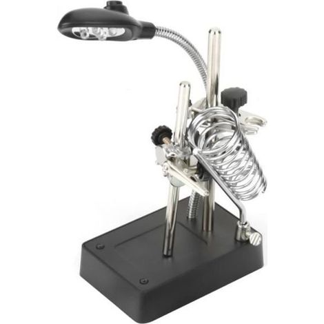 2.5X 7.5X 10X Loupe sur Pied Troisième Main avec Lampe LED, 3 Lentilles, Mini Serrage, Pinces pour Soudure Assemblage Réparation E (1/4)