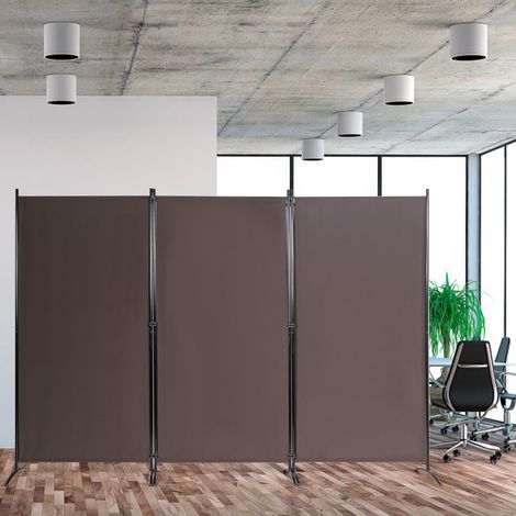 Paravent à 3 Panneaux Cloison de Séparation Pliable 260x183cm avec Charnières Café (1/3)