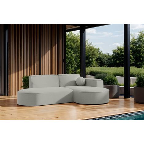 Garten Ecksofa SUNDAY XS in wetterfester Stoff ART-N Hellgrau Ottomane Rechts (1/2)