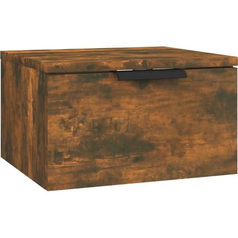 Maison Exclusive - Mesita de noche de pared color roble ahumado 3