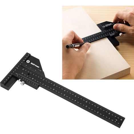 (0–250 mm Neu) Multifunktionaler Anreißlehre nach britischen Normen, T-Lineal aus Aluminiumlegierung für die Holzbearbeitung, professionelle Doppelfunktions-Anreißlehre zum Messen und Markieren. (1/5)