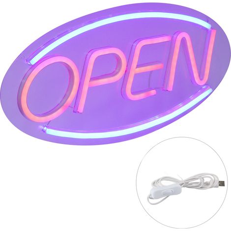 Enseigne lumineuse LED Néon USB pour vitrine, bar, restaurant, décoration murale de porte