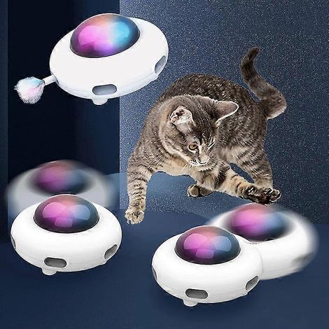Katzenspielzeug, interaktives Spielzeug für Katzen, UFO-Federstab für Puppen, drehbarer Haustier-Fangtisch zum Training
