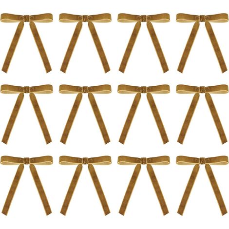 Lot de 12 nœuds de Noël en velours pour sapin – Décoration de fête, ornement et guirlande (1/5)