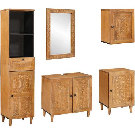 Juego de muebles de baño 5 pcs Marrón 38 x 33 x 160 cm