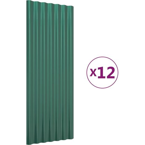 Panneaux de toiture 12 pcs Acier galvanisé Vert 100x36cm